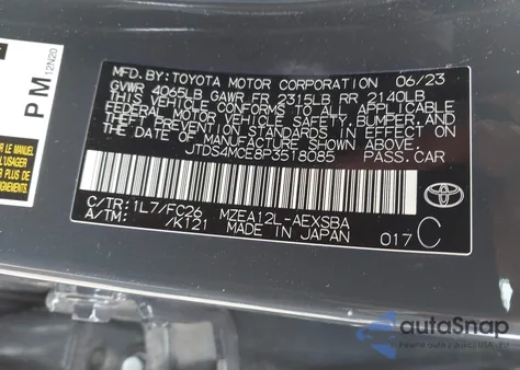 2023 Toyota Corolla Se z USA, uszkodzony, nr VIN JTDS4MCE8P3518085